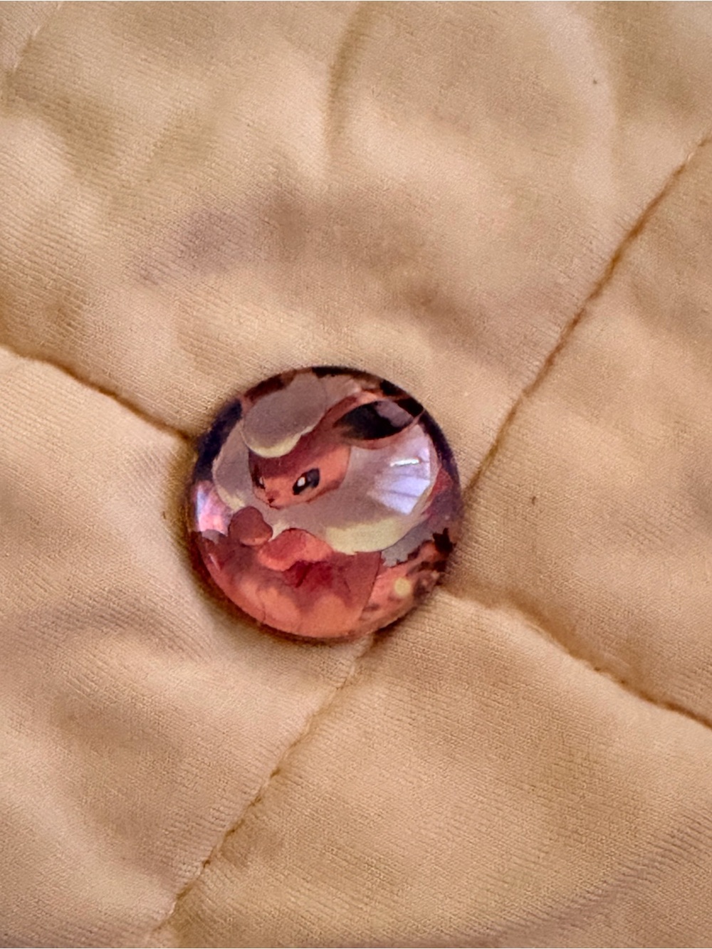 Pokemon Pink and Cream Fox-Style Glass Cabochon Accent